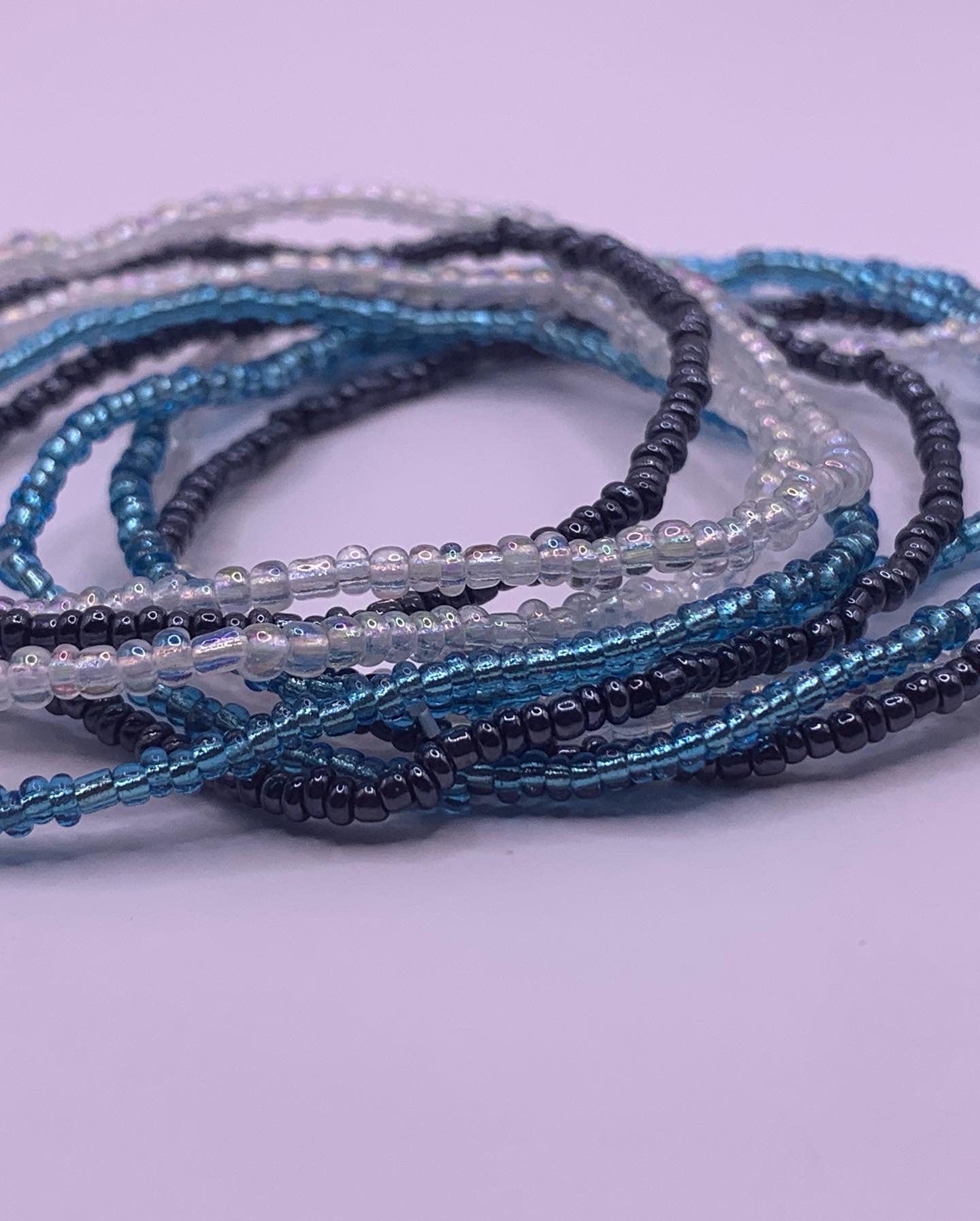 Blue glass bead bracelet set