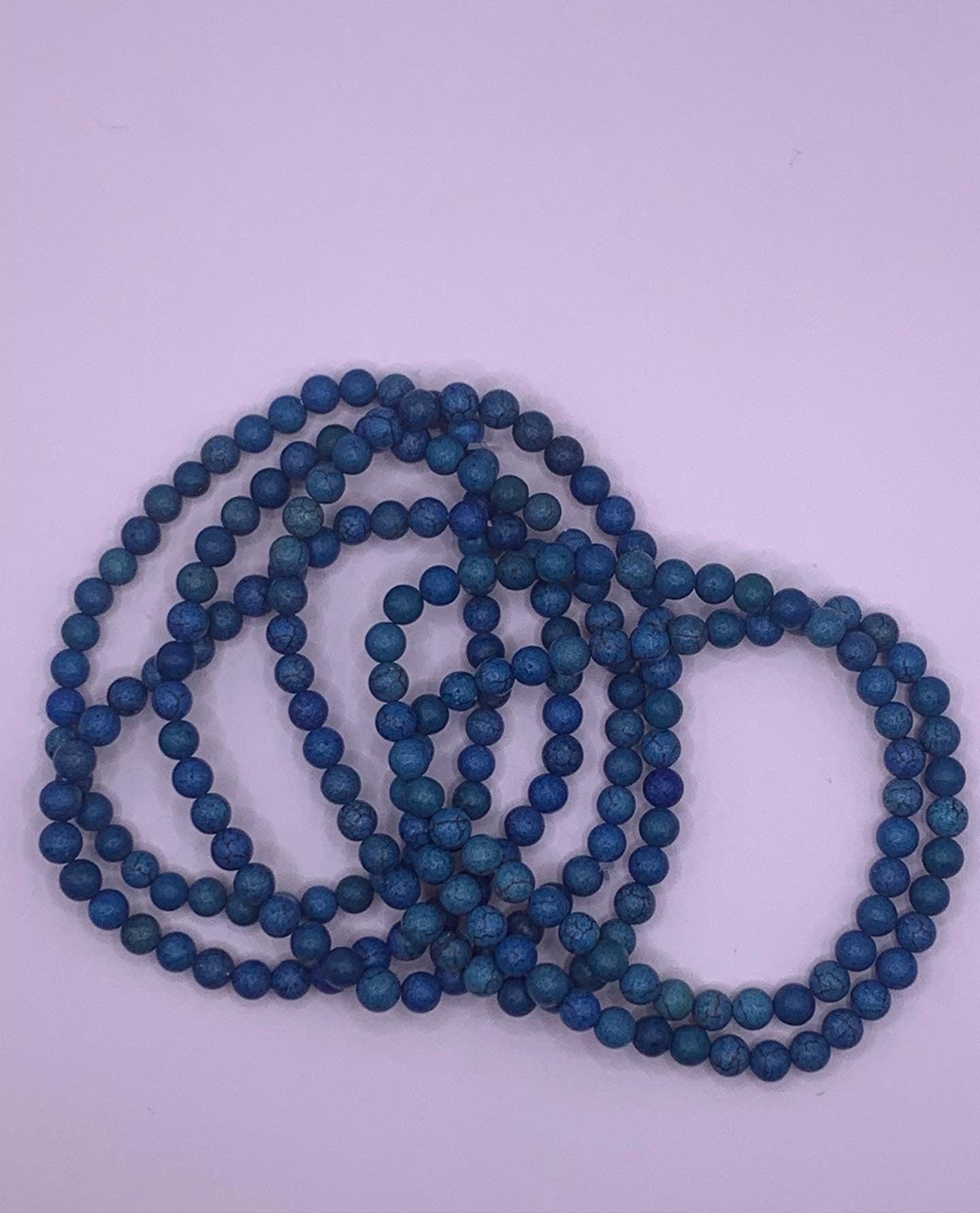 Blue glass bead stretchy bracelet